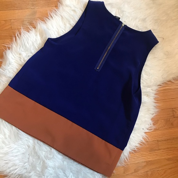 Beautiful blue/brown twik sleeveless top size S - Picture 3 of 4